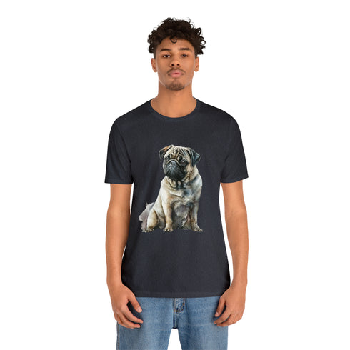Loving Pug in Watercolor - Short Sleeve Tee